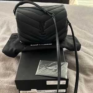 SAINT LAURENT Loulou Toy Matelasse Calfskin Shoulder Bag, Black Hardware